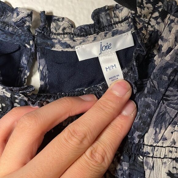 NEW! Joie Thelen Blue & Gray Baltic Print Flowy Mini Dress - Picture 5 of 9